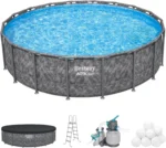 Bestway APX 365 18-Foot x 52-Inch Round Above Ground Swimming Pool Set with Pump & Ladder