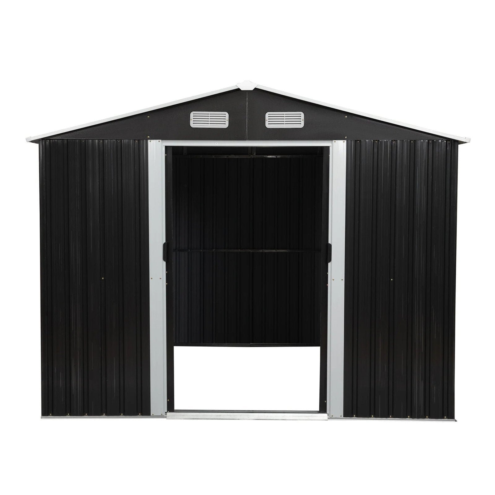 8x10ft-tool-storage-shed-charcoal-black.jpg 8′ x 10′ Tool Storage Shed Charcoal Black - Image 1