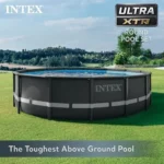 Intex Ultra XTR Frame 14' x 42" Round Above Ground Outdoor Swimming Pool Set with Sand Filter Pump, Ladder, Ground Cloth, and Pool Cover - Image 6