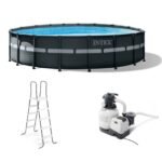 Intex Ultra XTR Frame 18′ x 52″ Above Ground Swimming Pool with Sand Filter Pump, Ladder, Cover, & Maintenance Accessory Kit with Vacuum and Skimmer - Image 5